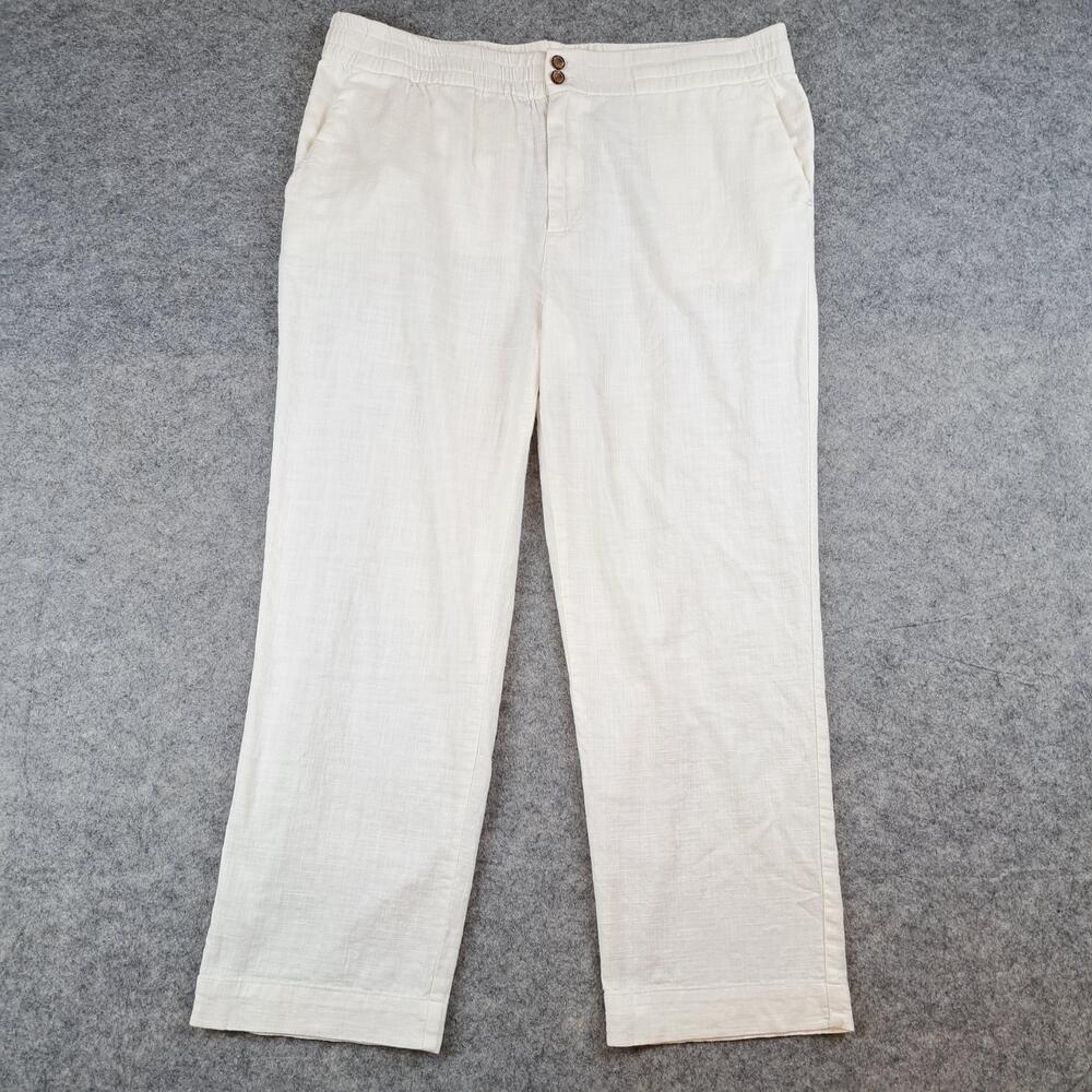 Marine Layer Pants Womens XL White Cotton Stretch Pull On Beachy Ankle Travel